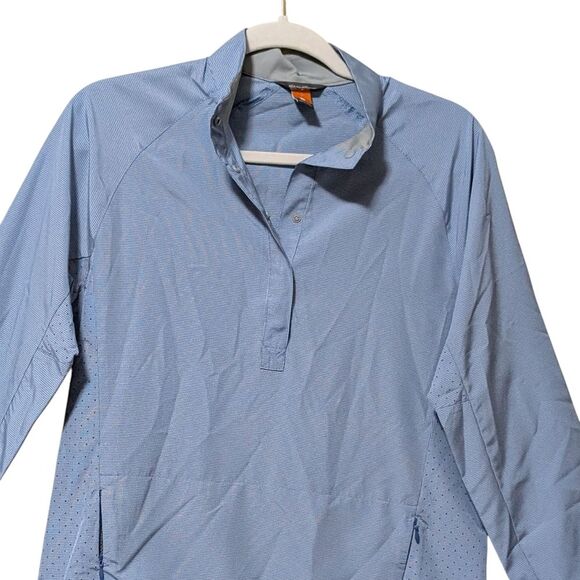 Eddie Bauer quarter Zip Pullover Casual Golf Jacket Windbreaker checked blue XS - Picture 9 of 10